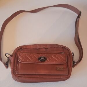 Lug Switch Quilted Crossbody Bag in Light Brown
